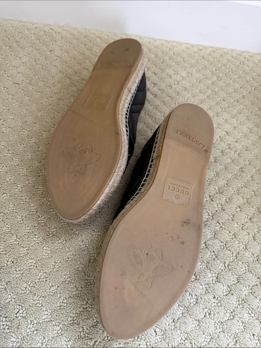 Gucci Black Quilted Leather Espadrilles with Gold Double G